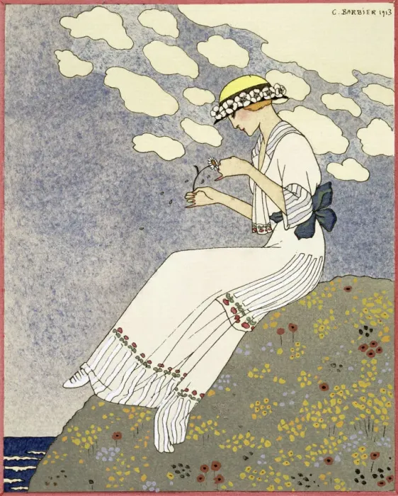 Framed Print : Design for a country dress by Maison Paquin, 1913. Artist: Georges Barbier Framed Print : Design for a country dress by Maison Paquin, 1913. Artist: Georges Barbier