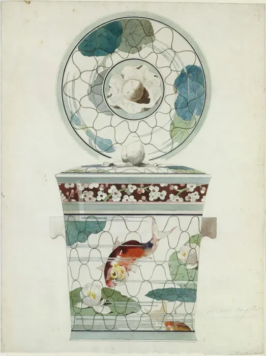 Framed Print : Design for a Covered Dish in the Service au Filet'(Fish Net Ware)... 1875-85 Framed Print : Design for a Covered Dish in the Service au Filet'(Fish Net Ware)... 1875-85
