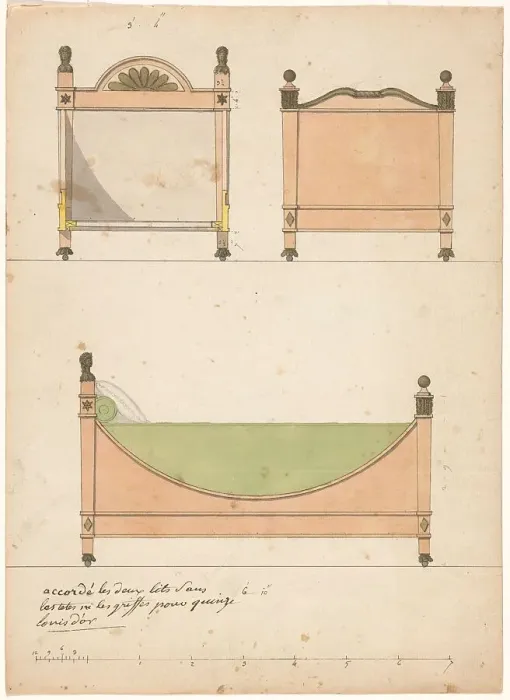 Framed Print : Design for a crib, c.1790. Creator: Anon