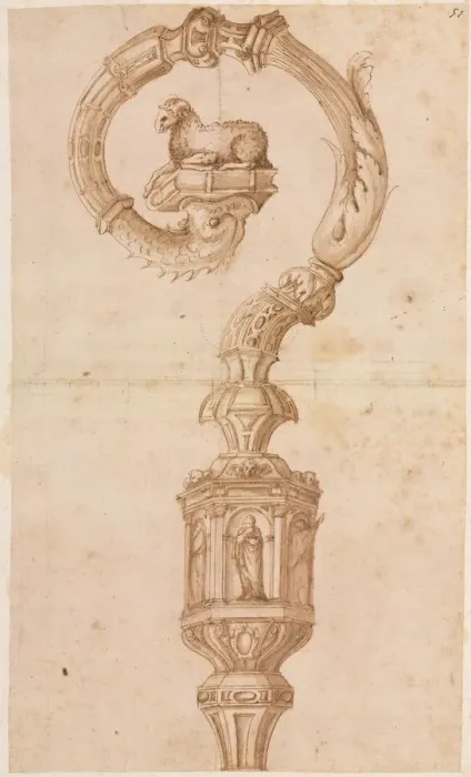 Framed Print : Design for a Crozier, mid 1500s. Creator: Luzio Romano (Italian, active 1528-75) Framed Print : Design for a Crozier, mid 1500s. Creator: Luzio Romano (Italian, active 1528-75)