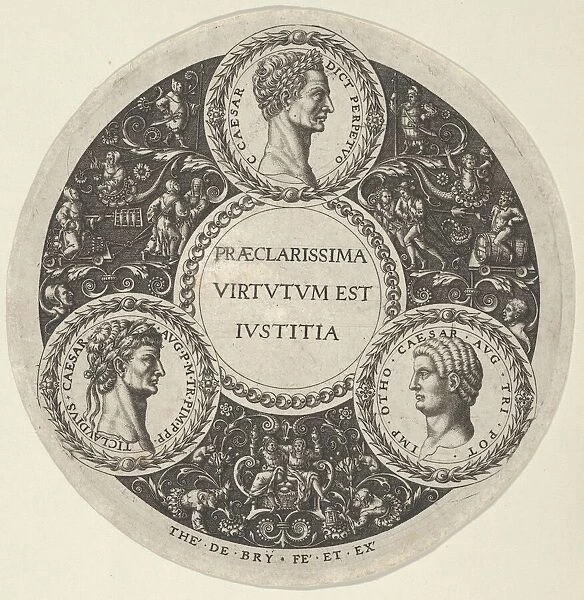 Design for a Dish with Portraits of the Roman Emperors Caesar, Claudius, and Otho, ca