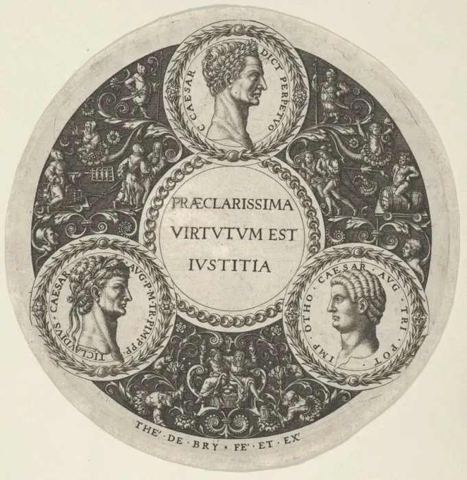 Framed Print : Design for a Dish with Portraits of the Roman Emperors Caesar, Claudius, and Otho, ca Framed Print : Design for a Dish with Portraits of the Roman Emperors Caesar, Claudius, and Otho, ca
