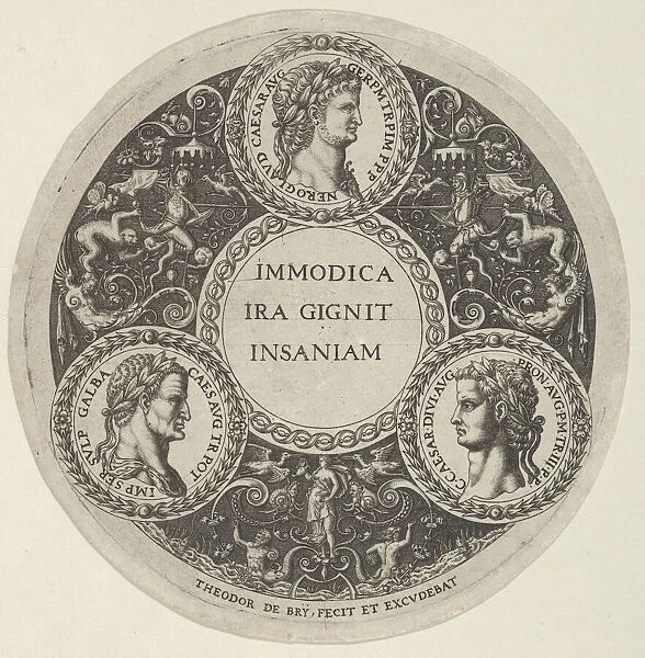 Design for a Dish with Portraits of the Roman Emperors Nero, Galba, and Caligula, ca