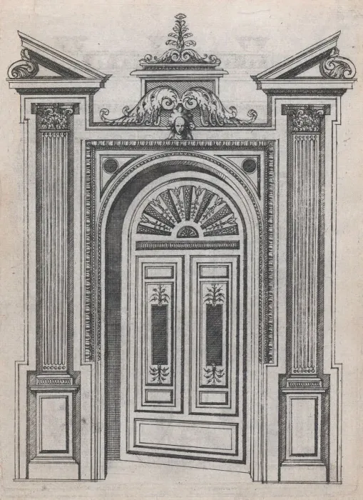 Framed Print : Design for a Door Frame, 1565-70. Creator: Jacques Androuet Du Cerceau Framed Print : Design for a Door Frame, 1565-70. Creator: Jacques Androuet Du Cerceau