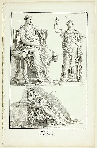 Design: Draped Figures, from Encyclopédie, 1762 / 77. Creator: A. J. Defehrt