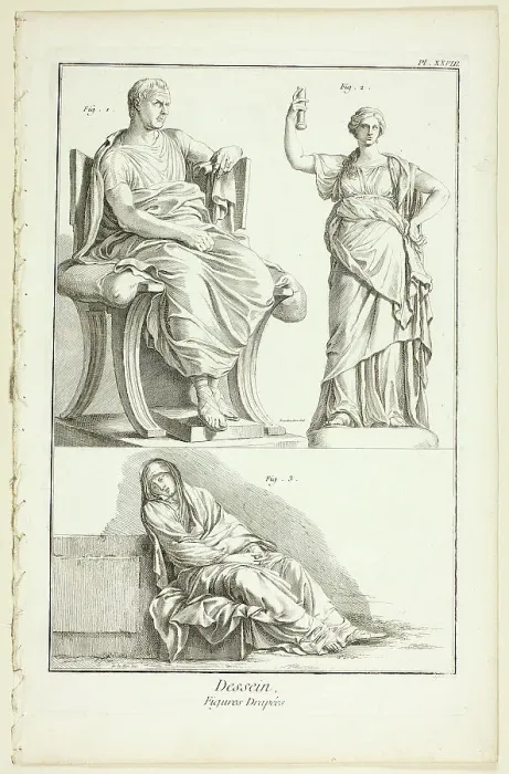 Framed Print : Design: Draped Figures, from Encyclopédie, 1762 / 77. Creator: A. J. Defehrt Framed Print : Design: Draped Figures, from Encyclopédie, 1762 / 77. Creator: A. J. Defehrt