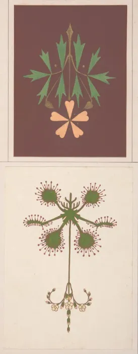 Framed Print : Two design drawings, ca. 1883, based on earlier design. Creator: Christopher Dresser Framed Print : Two design drawings, ca. 1883, based on earlier design. Creator: Christopher Dresser