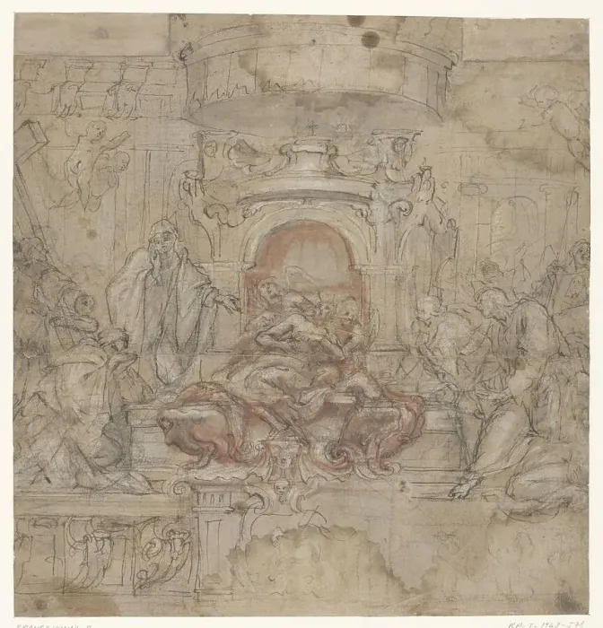 Framed Print : Design for an Easter altar scene, 1645-1649. Creator: Baldassare Franceschini