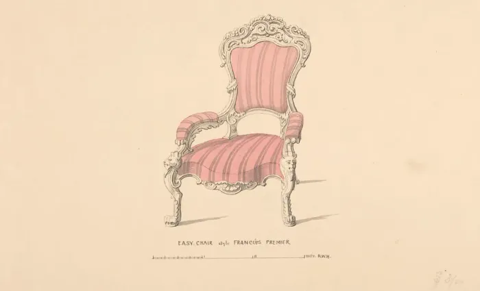 Framed Print : Design for Easy Chair, Francois Premier Style, 1835-1900 Framed Print : Design for Easy Chair, Francois Premier Style, 1835-1900