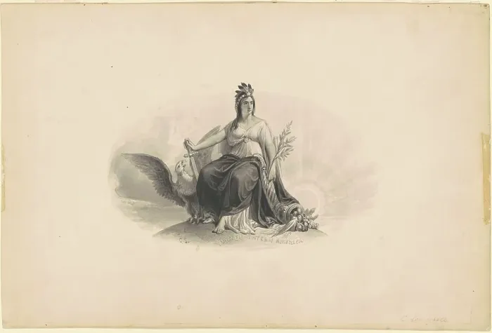 Framed Print : Design for an Emblem of the United States of America, c. 1860. Creator: Christian Schussele Framed Print : Design for an Emblem of the United States of America, c. 1860. Creator: Christian Schussele
