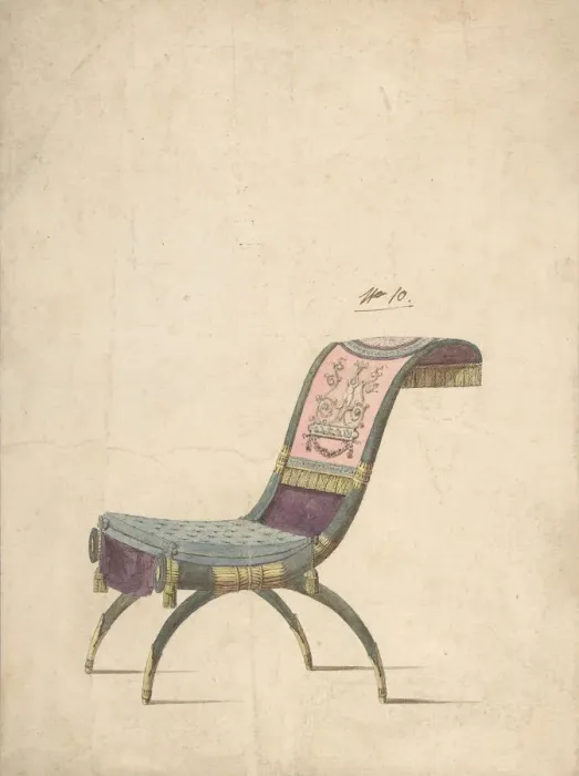Framed Print : Design for an Empire Chair, late 18th or early 19th century. Creator: Anon Framed Print : Design for an Empire Chair, late 18th or early 19th century. Creator: Anon