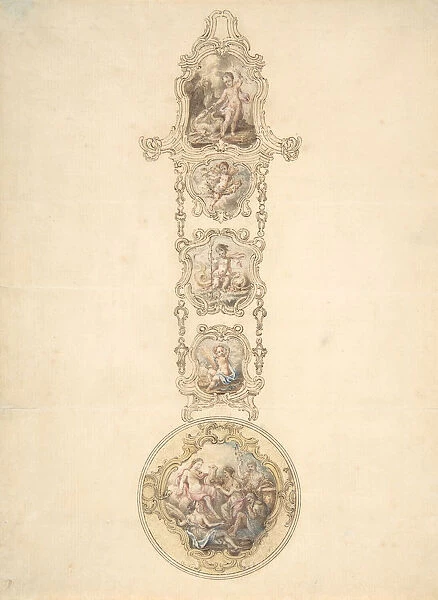 Design for an Enameled Watchcase and Chatelaine with Mythological Figures, ca