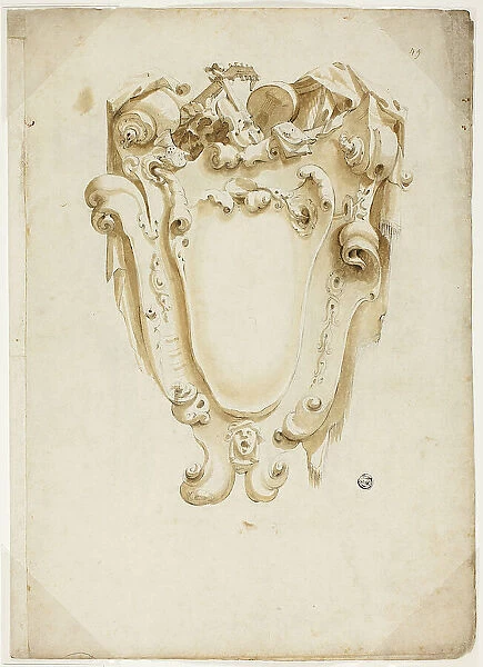 Design for Escutcheon, with Musical Instruments, n.d. Creator: Unknown