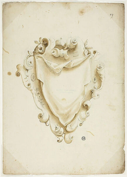 Design for Escutcheon, with Orb, n.d. Creator: Unknown