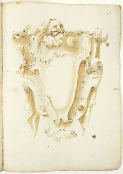 Framed Print : Design for Escutcheon, with Skulls, n.d. Creator: Unknown Framed Print : Design for Escutcheon, with Skulls, n.d. Creator: Unknown