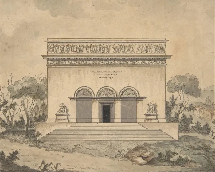 Framed Print : Design for the Exterior of a Theater, ca. 1800. Creator: Anon Framed Print : Design for the Exterior of a Theater, ca. 1800. Creator: Anon
