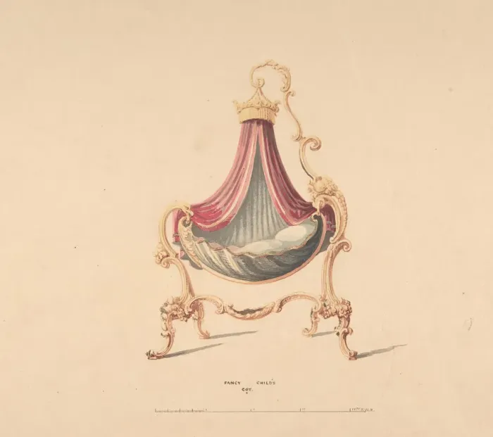 Framed Print : Design for Fancy Childs Cot, 1830-1900. Creator: Robert William Hume Framed Print : Design for Fancy Childs Cot, 1830-1900. Creator: Robert William Hume