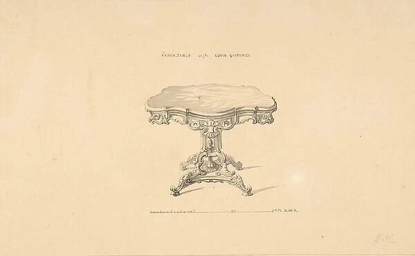 Design for a Fancy Table, Louis Quatorze Style, 1835-1900. Creator: Robert William Hume