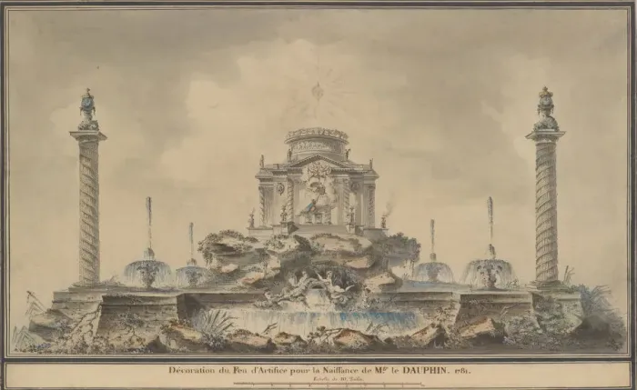 Framed Print : Design for the Fireworks Display in Paris for the Birth of the Dauphin in 1781, 1781