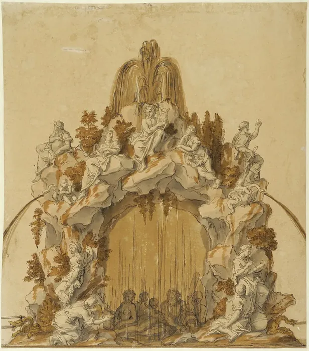 Framed Print : Design for the Fontaine des Arts et des Muses, Versailles. Creator: Anon Framed Print : Design for the Fontaine des Arts et des Muses, Versailles. Creator: Anon