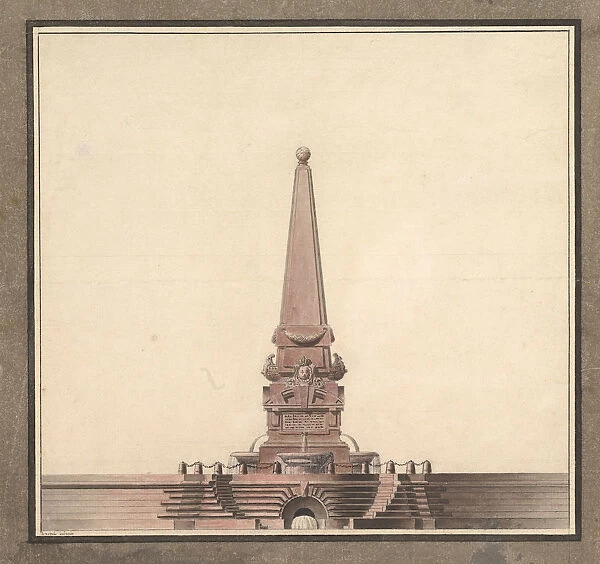 Design for a fountain with an obelisk, ca. 1760-80. Creator: Anon