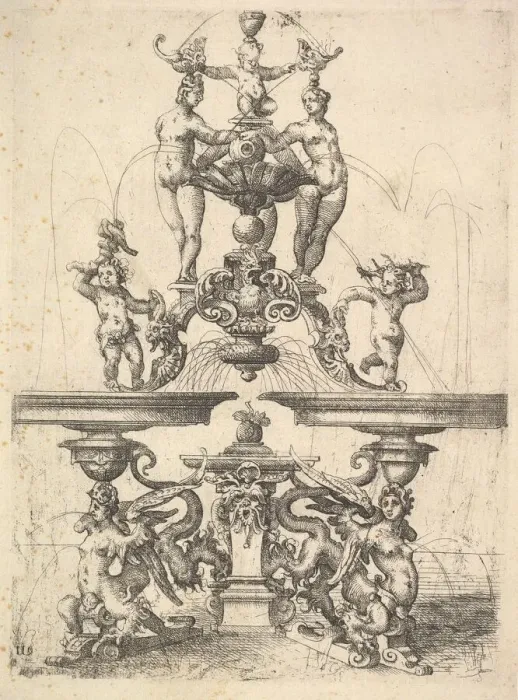 Framed Print : Design for a Fountain, Plate 119 from Dietterlins Architectura, 1598 Framed Print : Design for a Fountain, Plate 119 from Dietterlins Architectura, 1598