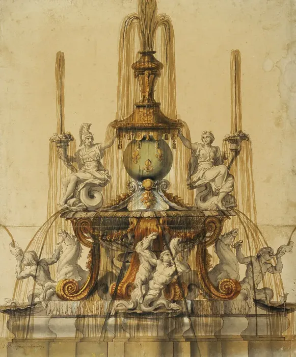 Framed Print : Design for a fountain at Versailles, 1673. Creator: Unknown