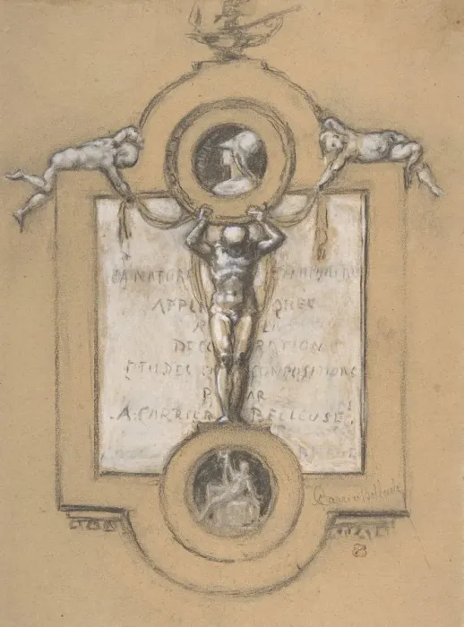 Framed Print : Design for a Frontispiece, 19th century. Creator: Albert Ernest Carrier de Belleuse Framed Print : Design for a Frontispiece, 19th century. Creator: Albert Ernest Carrier de Belleuse