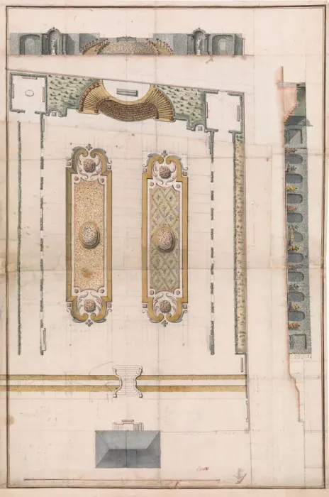 Framed Print : Design for the Garden of a Hotel on Rue des Amandiers, Paris, late 18th century Framed Print : Design for the Garden of a Hotel on Rue des Amandiers, Paris, late 18th century