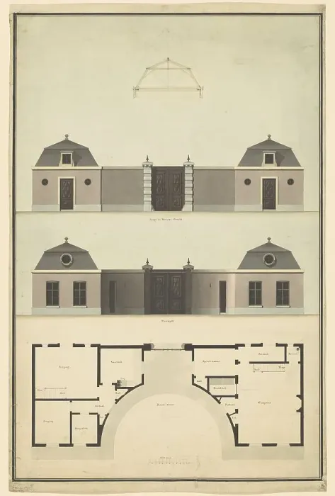 Framed Print : Design for a gatehouse annex office, 1792. Creator: Abraham van der Hart Framed Print : Design for a gatehouse annex office, 1792. Creator: Abraham van der Hart