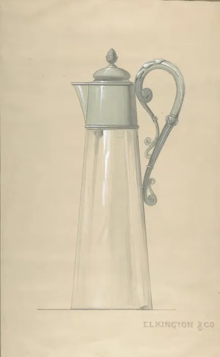 Framed Print : Design for Glass and Silver Water Pitcher, with a Cover, 1820-65 Framed Print : Design for Glass and Silver Water Pitcher, with a Cover, 1820-65