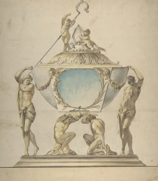 Framed Print : Design for a Gold and Silver Bishops Reliquary, late 18th century Framed Print : Design for a Gold and Silver Bishops Reliquary, late 18th century