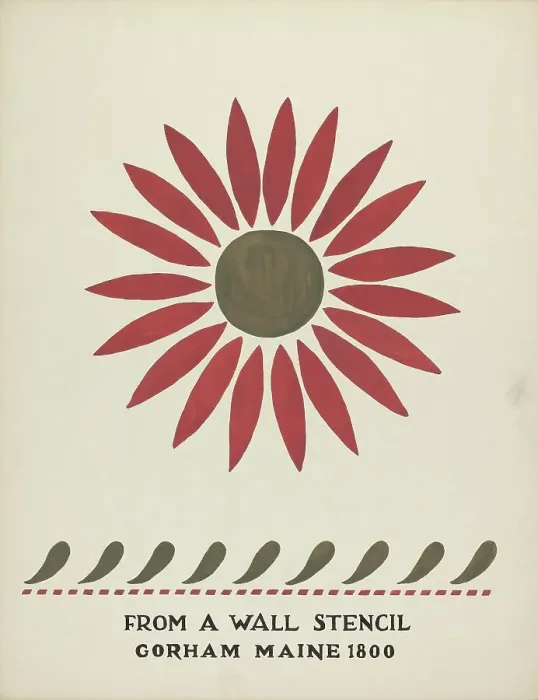 Framed Print : Design from Gorham, Maine 1800: from Proposed Portfolio Maine Wall Stencils, 1935 / 1942. Creator: Mildred E Bent. Design from Gorham, Maine 1800: from Proposed Portfolio Maine Wall Stencils, 1935 / 1942. Creator: Mildred E Bent