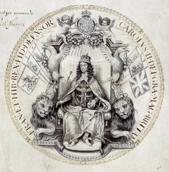Framed Print : Design for a great seal for King Charles II, 1662. Creator: Thomas Simon Framed Print : Design for a great seal for King Charles II, 1662. Creator: Thomas Simon