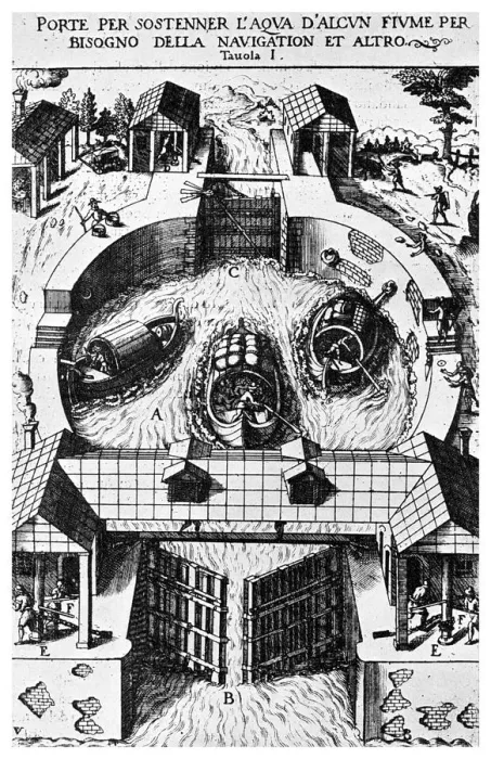 Framed Print : Design for hinged canal lockgates by Leonardo da Vinci, 15th century (1956) Framed Print : Design for hinged canal lockgates by Leonardo da Vinci, 15th century (1956)