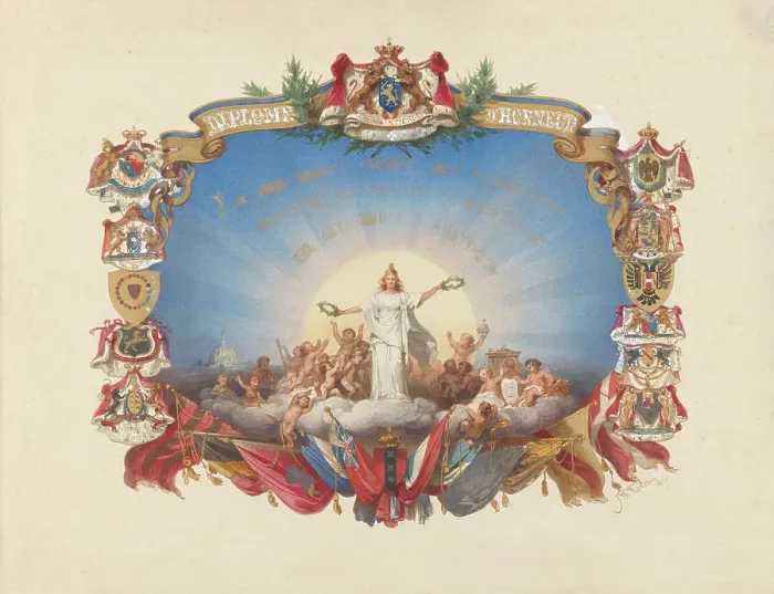 Framed Print : Design for an Honorary Diploma, 1869. Creator: Jan Philip Koelman Framed Print : Design for an Honorary Diploma, 1869. Creator: Jan Philip Koelman
