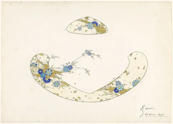 Framed Print : Design for an hors d'ouvre dish, part of a porcelain service for Pillivuyt, c.1889. Creator: Jules-Auguste Habert-Dys Framed Print : Design for an hors d'ouvre dish, part of a porcelain service for Pillivuyt, c.1889. Creator: Jules-Auguste Habert-Dys