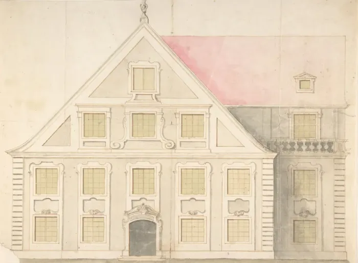 Framed Print : Design for a House Facade, 18th century. Creator: Attributed to Anonymous Framed Print : Design for a House Facade, 18th century. Creator: Attributed to Anonymous