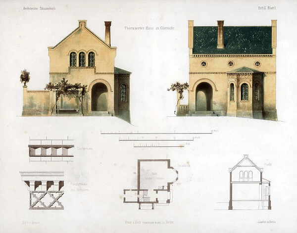 Design for a house in Glienicke, Germany, c1850. Artist: Anst von W Loeillot