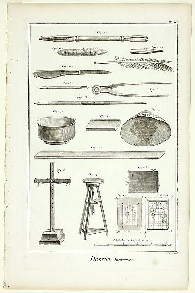 Design: Instruments, from Encyclopédie, 1762 / 77. Creator: Benoit-Louis Prevost
