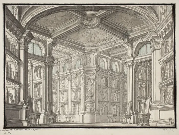 Framed Print : Design for the interior decoration of a Library, Mid of the 18th cen