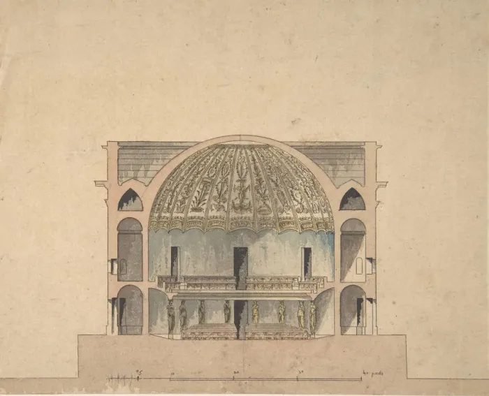 Framed Print : Design for the Interior Elevation of a Theater, ca. 1800. Creator: Anon Framed Print : Design for the Interior Elevation of a Theater, ca. 1800. Creator: Anon