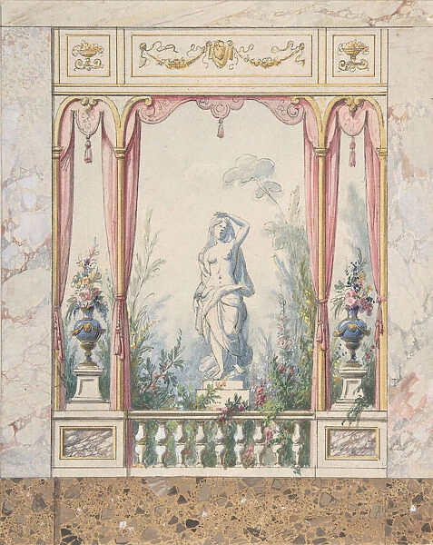 Design for an Interior with a Window into a Garden, 1800-1850. Creator: Anon