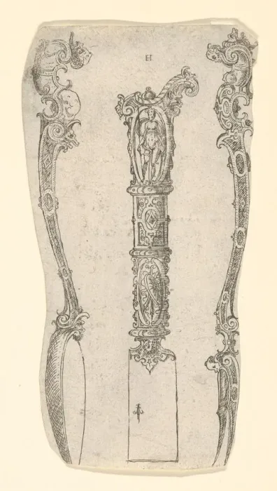 Framed Print : Design for a Knife, Spoon, and Fork, 1560-70. Creator: Erasmus Hornick Framed Print : Design for a Knife, Spoon, and Fork, 1560-70. Creator: Erasmus Hornick