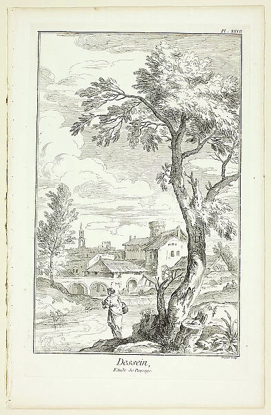 Design: Landscape Study, from Encyclopédie, 1762 / 77. Creator: Benoit-Louis Prevost