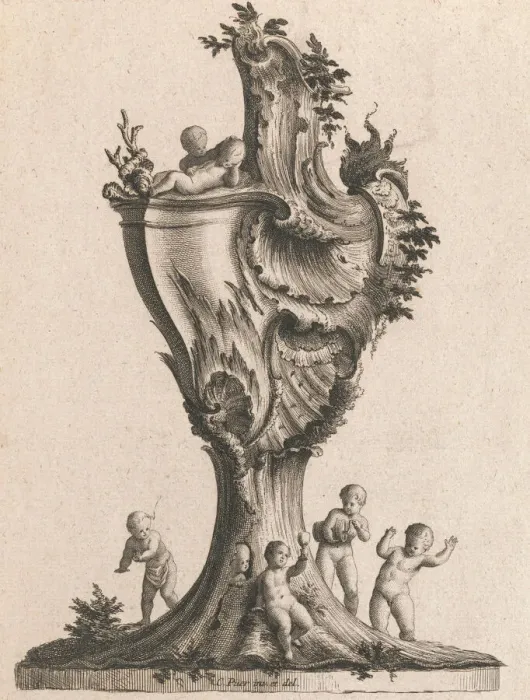 Framed Print : Design for a large Lidded Vase, Plate 1 from: Neu inventierte Vasi auf die Framed Print : Design for a large Lidded Vase, Plate 1 from: Neu inventierte Vasi auf die