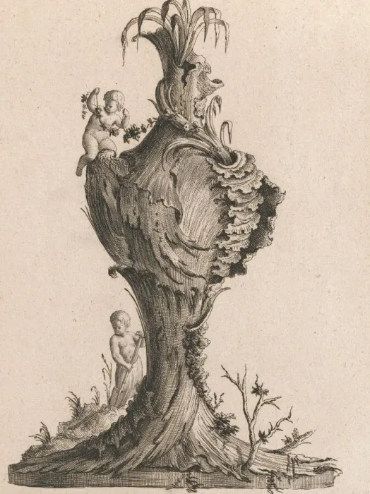 Framed Print : Design for a large Vase representing Earth, Plate 3 from: Neu inventiert Framed Print : Design for a large Vase representing Earth, Plate 3 from: Neu inventiert