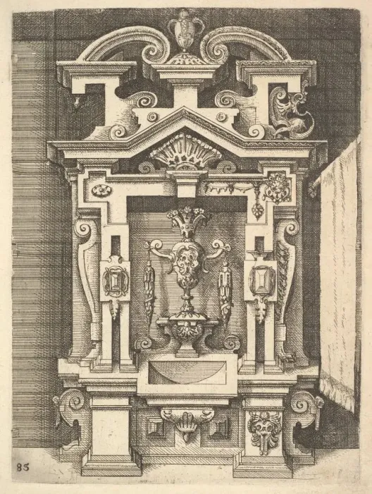 Framed Print : Design for a Lavabo, Plate 85 from Dietterlins Architectura, 1598 Framed Print : Design for a Lavabo, Plate 85 from Dietterlins Architectura, 1598