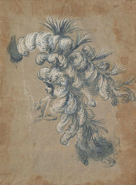 Design for a Lavish Headdress with Feathers, ca. 1620-56. Creator: Baccio del Bianco