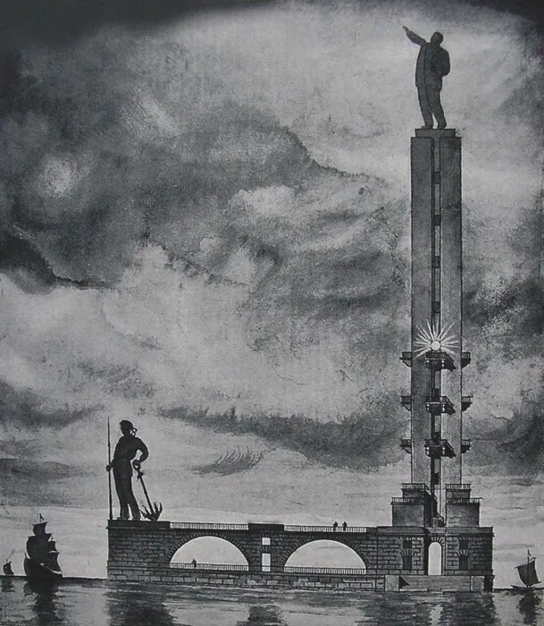 Framed Print : Design for a Lenin monument in Leningrad harbor, 1932
